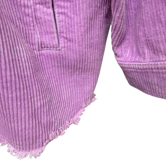 ZARA Corduroy Shirt Jacket Medium Purple Lavender Cotton Womens Long Sleeve Top - Picture 11 of 12